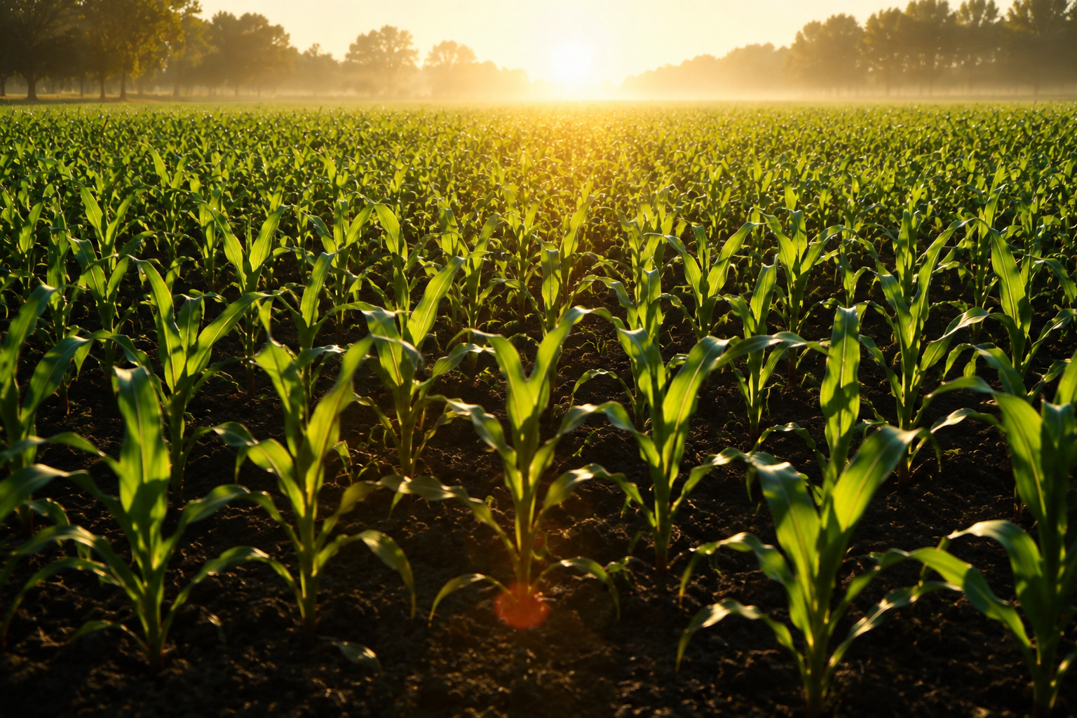 Corn field at dawn