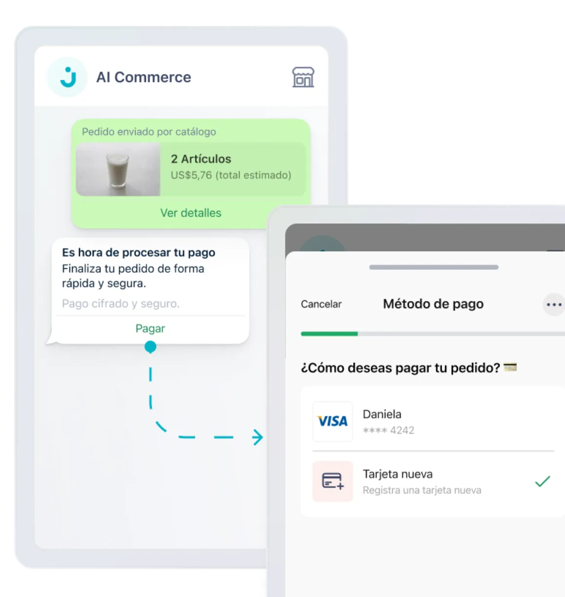 Flujo de pago directo dentro de WhatsApp